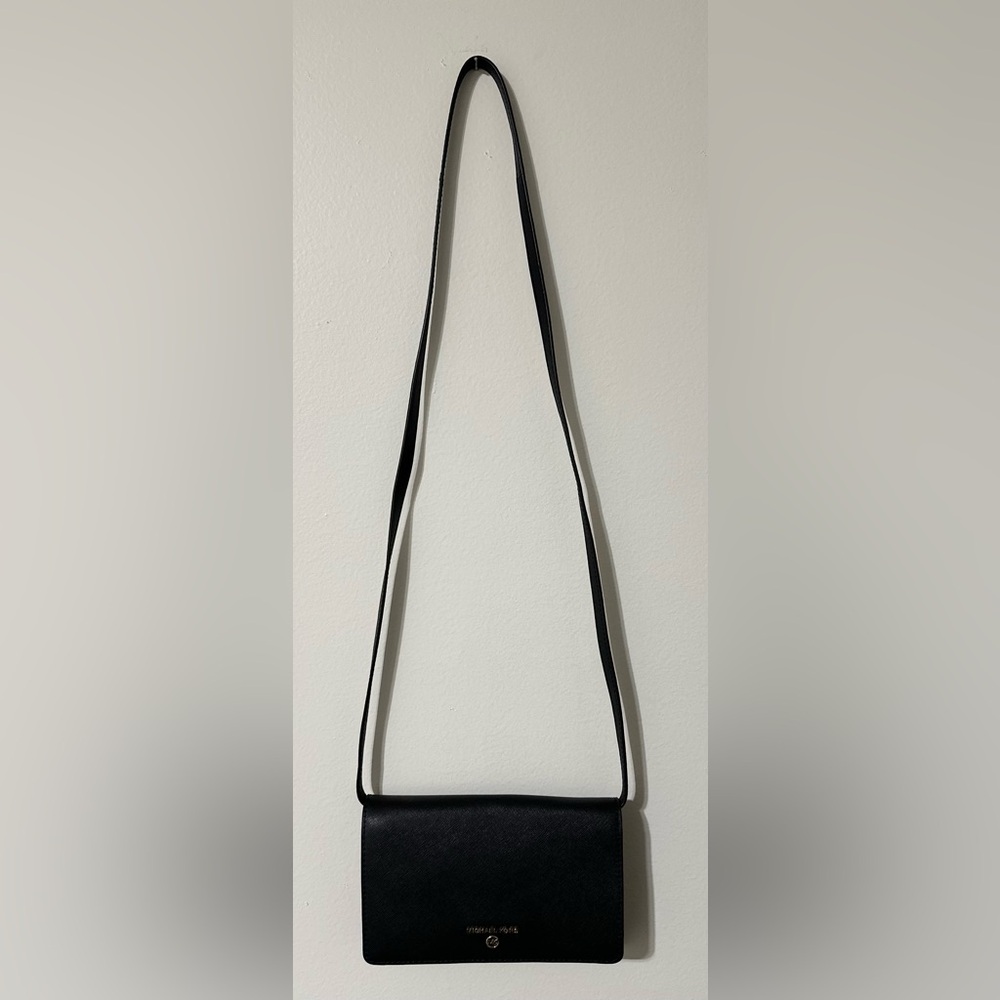 MICHAEL KORS Jet Set Charm LG MF XBODY CLUTCH LEATHER Black - Picture 4 of 13